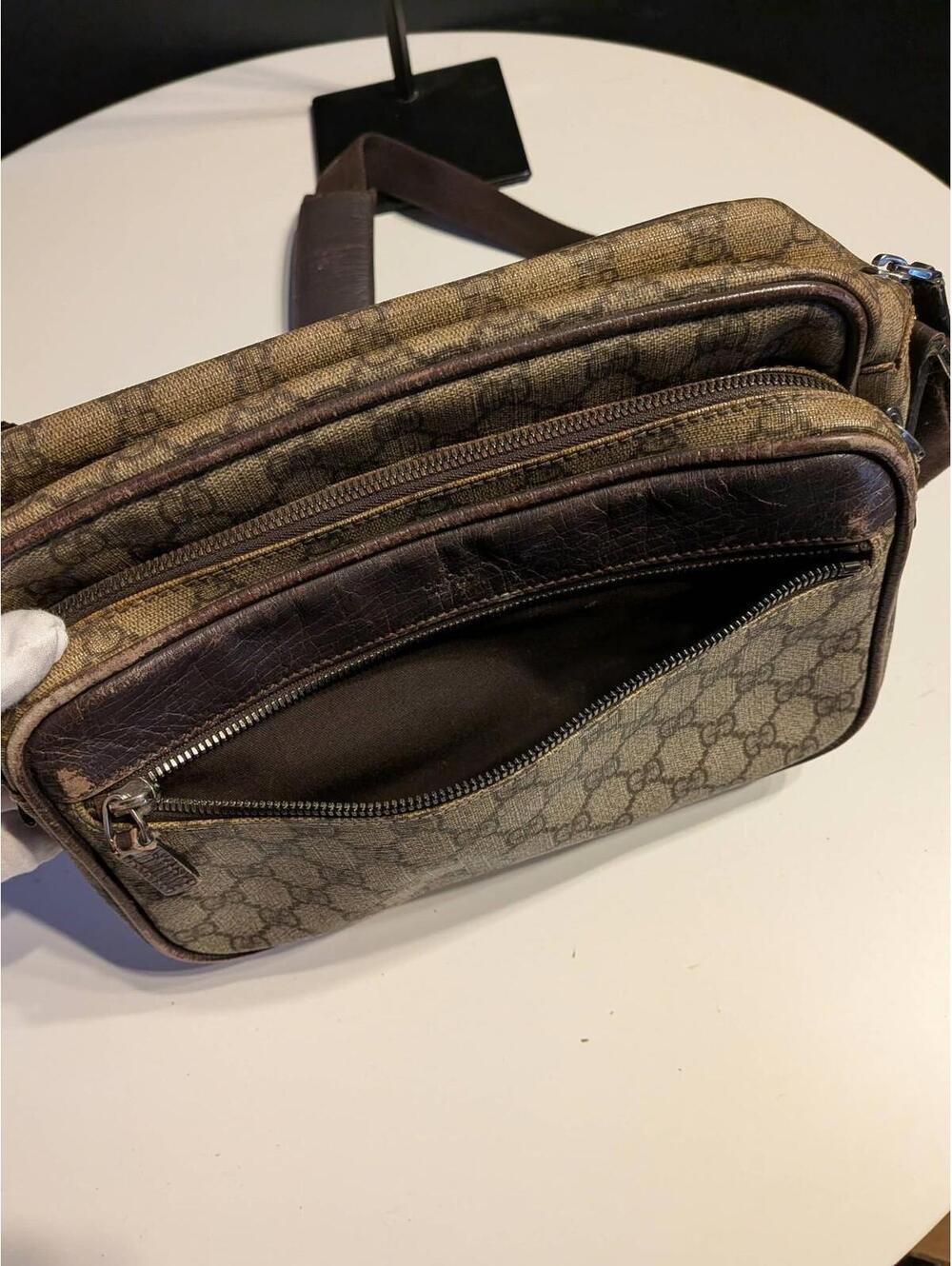 Usa Seller! Authentic! Gucci GG Supreme Canvas Shoulder Bag Brown Medium Women - Picture 7 of 9
